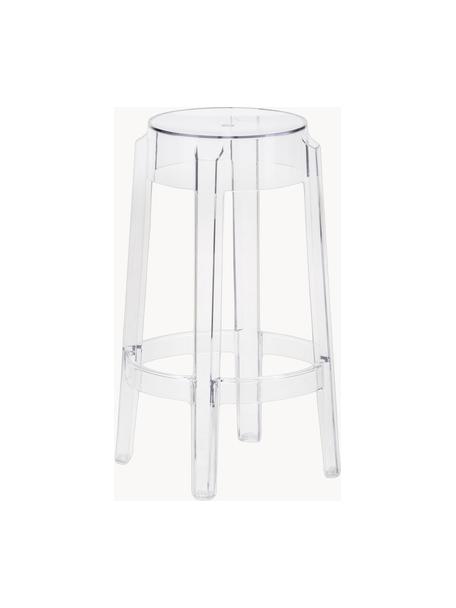 Design Thekenhocker Charles Ghost, Polykarbonat, Greenguard-zertifiziert, Transparent, Ø 46 x H 65 cm