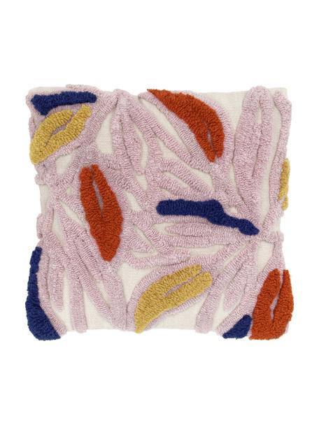 Housse de coussin 45x45 brodée à motif floral Alicia, Multicolore, larg. 45 x long. 45 cm