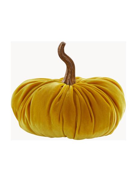 Deko-Kürbis Pumpis, Ø 16 cm, Bezug: Samt (100 % Polyester) Bi, Gestell: Polyresin, Senfgelb, Braun, Ø 16 cm