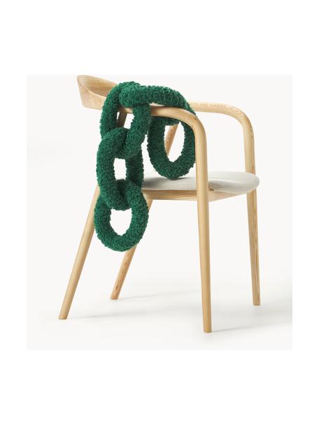 Cuscino in teddy Chain, 100% poliestere (teddy), Verde scuro, Larg. 60 x Prof. 20 cm