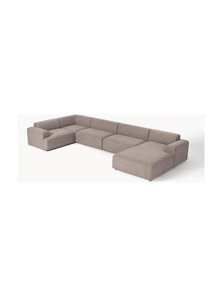 Divano ampio angolare XL Melva, Rivestimento: 100% poliestere Con 115.0, Struttura: legno massiccio di pino e, Piedini: plastica Questo prodotto , Tessuto taupe, Larg. 458 x Prof. 220 cm, chaise-longue a sinistra