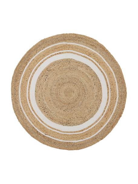 Rond juten vloerkleed Clover, handgemaakt, 75% jute, 25% katoen

Het in dit product gebruikte materiaal is getest op schadelijke stoffen en gecertificeerd volgens STANDAARD 100 door OEKO-TEX®, HOHENSTEIN HTTI, 16.HIN.79297., Bruin, wit, Ø 120 cm (maat S)