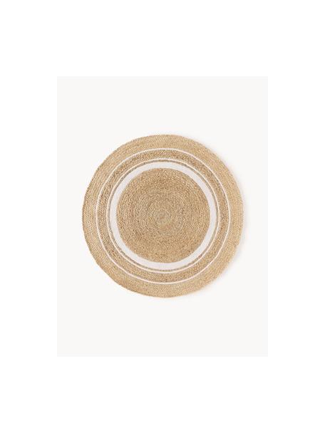 Runder Jute-Teppich Clover, handgefertigt, 75 % Jute, 25 % Baumwolle

Das in diesem Produkt verwendete Material ist schadstoffgeprüft und zertifiziert nach STANDARD 100 by OEKO-TEX®, HOHENSTEIN HTTI, 16.HIN.79297., Braun, Weiß, Ø 120 cm (Größe S)