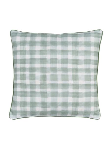 Designer dubbelzijdige kussenhoes Check van Candice Gray, 100% katoen, GOTS gecertificeerd, Groen, B 50 x L 50 cm