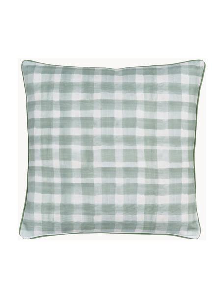 Designer Wendekissenhülle Check von Candice Gray, 100% Baumwolle, GOTS zertifiziert, Mintgrün, Weiß, B 50 x L 50 cm