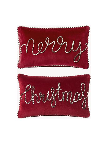 Housses de coussin rectangulaire en velours Jolly, 2 élém., Velours (100 % polyester), Velours rouge, larg. 30 x long. 50 cm