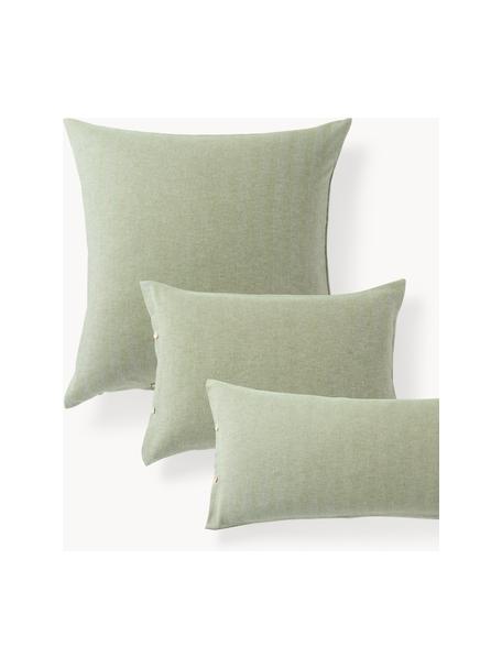 Flanell-Kopfkissenbezug Wanda mit Fischgrätenmuster, Webart: Flanell Fadendichte 89 TC, Salbeigrün, B 40 x L 80 cm