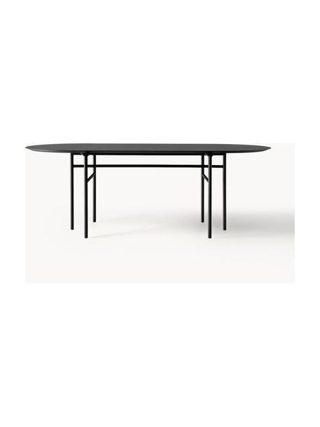 Tavolo da pranzo ovale Snaregade, 210 x 95 cm, Struttura: metallo, verniciato a pol, Legno antracite rivestito, nero, Larg. 210 x Prof. 95 cm