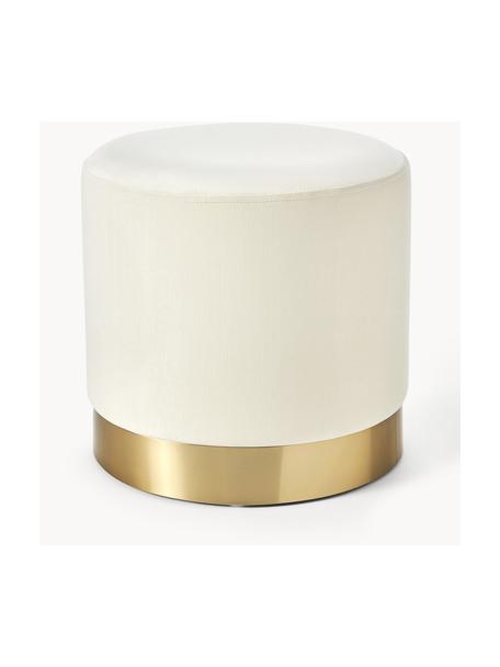 Pouf en velours Orchid, Velours blanc crème, socle doré, Ø 38 x haut. 38 cm