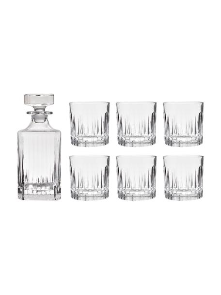 Kristall-Whisky-Set Timeless mit Rillenrelief, 7-tlg., Luxion-Kristallglas, Transparent, Set mit verschiedenen Grössen