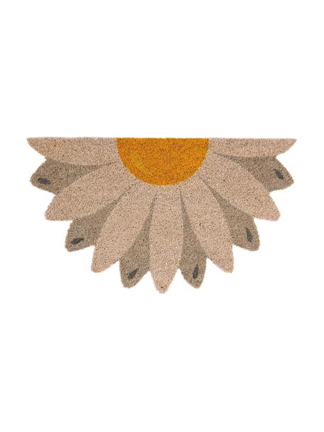 Fußmatte Daisy, Oberseite: Kokosfaser, Unterseite: PVC, Beige, Taupe, Gelb, 40 x 70 cm