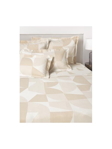 Drap plat en jacquard de coton à motifs géométriques Elinor, Tons beiges, larg. 270 x long. 280 cm