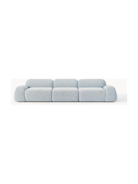 Modulares Sofa Wolke (4-Sitzer) aus Bouclé, Bezug: Bouclé (96 % Polyester, 4, Füße: Kunststoff Dieses Produkt, Bouclé Hellblau, B 343 x T 118 cm