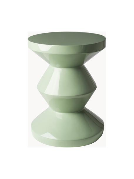 Kulatý odkládací stolek Zig Zag, Lakovaná umělá hmota, Šalvějově zelená, Ø 36 cm, V 46 cm