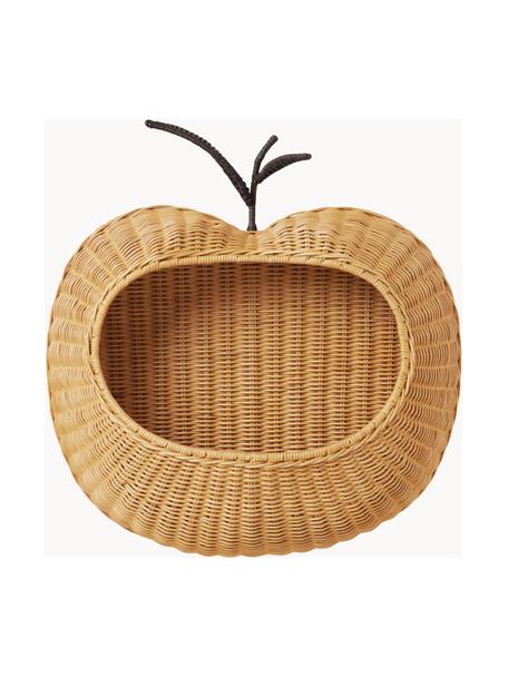 Handgefertigtes Wandregal Apple aus Rattan, Rattan, Hellbraun, Dunkelbraun, B 50 x H 52 cm