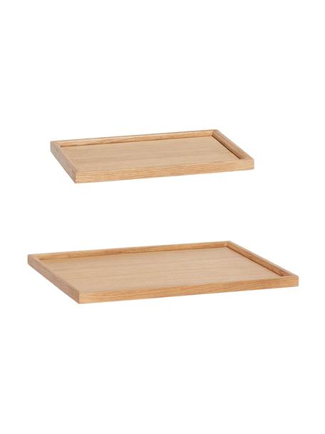 Set 2 vassoi decorativi fatti a mano Nature, Legno di quercia, certificato FSC, Legno di quercia, Set in varie misure