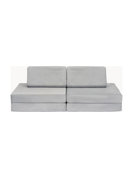 Ręcznie wykonana dziecięca sofa modułowa z aksamitu Mila, Tapicerka: aksamit (100% poliester) , Jasnoszary aksamit, S 130 x G 65 cm