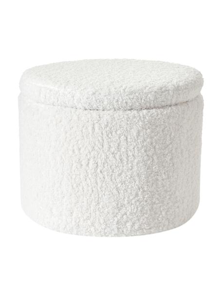 Alida teddy poef met opbergruimte, Bekleding: teddy (100 % polyester), Frame: multiplex, metaal, Teddy wit, Ø 50 x H 42 cm