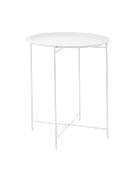Kulatý kovový stolek Sangro, Lakovaná ocel, Bílá, Ø 46 cm, V 52 cm