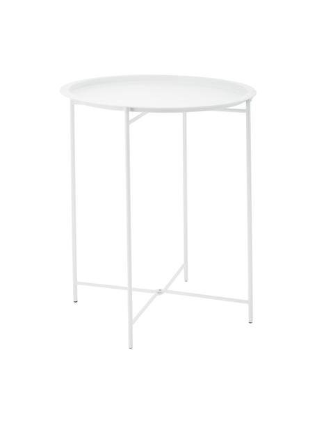 Tavolino-vassoio in metallo bianco Sangro, Metallo verniciato a polvere, Bianco, Ø 46 x Alt. 52 cm