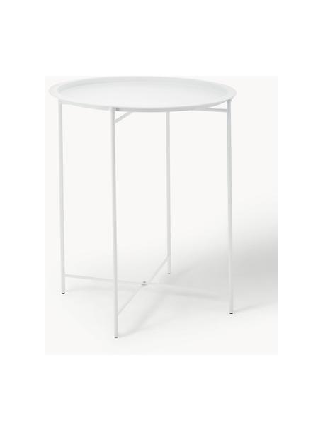 Runder Tablett-Tisch Sangro aus Metall, Metall, pulverbeschichtet, Weiss, Ø 46 x H 52 cm