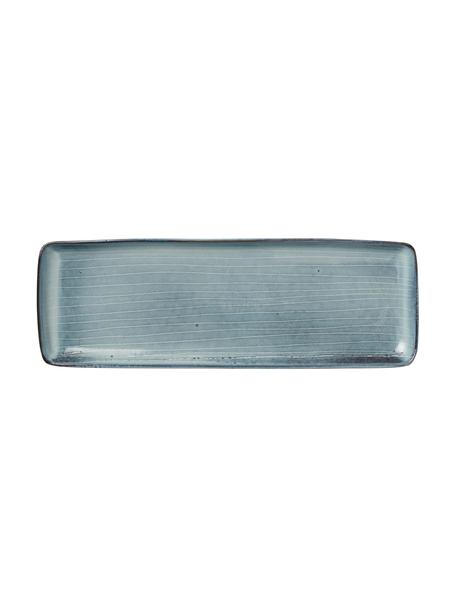 Piatto da portata in gres fatto a mano Nordic Sea, lung. 35 cm, Gres, Tonalità grigie, tonalità blu, Lung. 35 x Larg. 13 cm