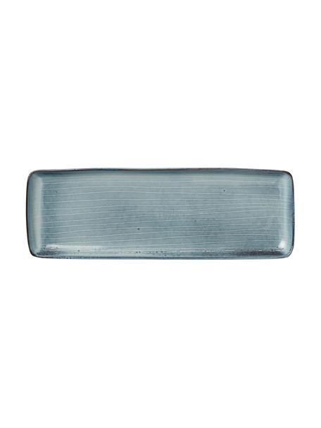 Plat de service artisanal Nordic Sea, long. 35 cm, Grès cérame, Tons gris et bleus, long. 35 x larg. 13 cm