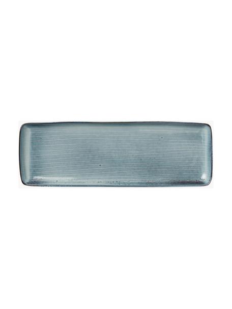 Handgemachte Servierplatte Nordic Sea, L 35 cm, Steingut, Graublau, B 35 x T 13 cm