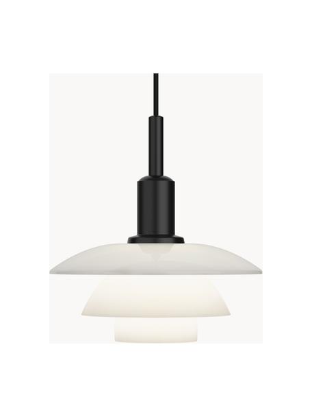 Kleine hanglamp PH 3/3, mondgeblazen, Lampenkap: opaalglas, mondgeblazen, Zwart, wit, Ø 29 x H 30 cm