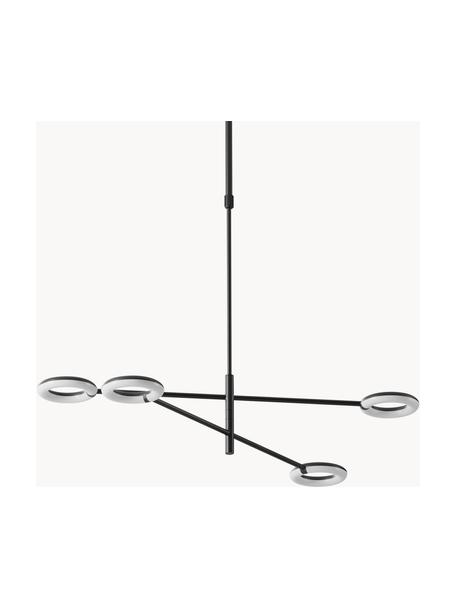 Veľká závesná LED lampa s nastaviteľnými ramenami Odeon, Čierna, biela, Š 80 x V 80 cm