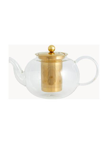Theepot Chili van glas met theezeef, 1 L, Pot: glas, Transparant, goudkleurig, 1 l