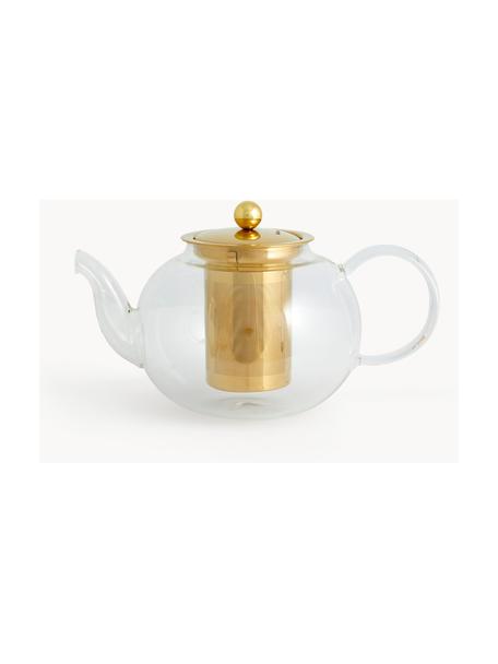 Glazen theepot Chili met theezeefje, 1 Liter, Pot: glas, Transparant, goudkleurig, 1 l