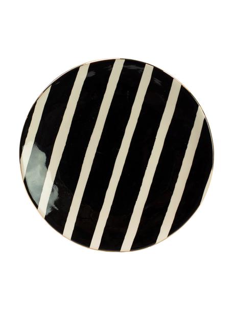 Plato postre Doris, 6 uds., Cerámica, Blanco crema, negro, Ø 21 x Al 2 cm
