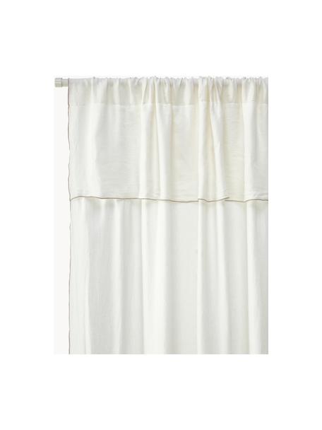 Zasłona półtransparentna z lnu Eleonara, 2 szt., 100% len, Kremowobiały, taupe, S 145 x D 260 cm