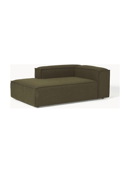 Szezlong modułowy bouclé Lennon, Tapicerka: bouclé (100% poliester) D, Stelaż: lite drewno sosnowe z cer, Nogi: tworzywo sztuczne, Oliwkowozielony bouclé, S 119 x G 180 cm, lewostronna