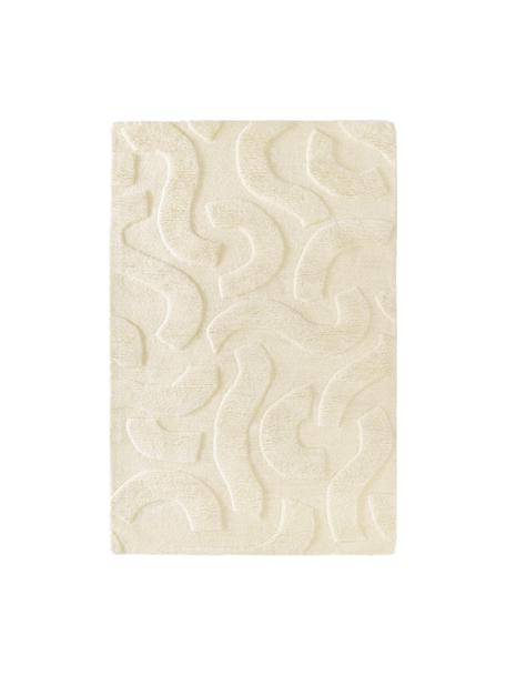 Alfombra de lana artesanal texturizada Clio, Parte superior: 100% lana, Reverso: 100% algodón Las alfombra, Blanco crema, An 120 x L 180 cm (Tamaño S)