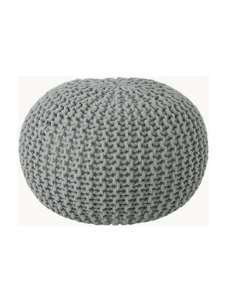 Handgefertigter Strickpouf Dori, Bezug: 100% Baumwolle, Grau, Ø 55 x H 35 cm