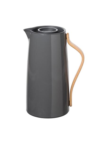 Termo Emma, 1,2 L, Estructura: acero inoxidable, Asa: madera de haya, Gris oscuro brillante, 1,2 L