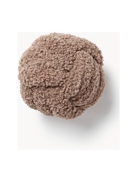 Coussin noué en peluche Dotty, Nougat, Ø 25 cm