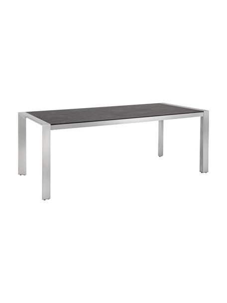 Table grise de jardin Inez, 198x90 cm, Argent, gris, larg. 198 x prof. 90 cm