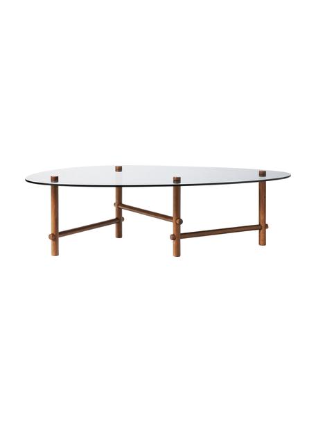 Skleněný konferenční stolek v organickém tvaru Pond, Ořech/tmavě šedá, Š 114 cm, V 33 cm