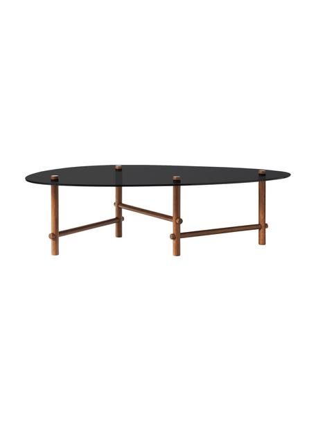 Skleněný konferenční stolek v organickém tvaru Pond, Tmavé ořechové dřevo, Š 114 cm, H 62 cm