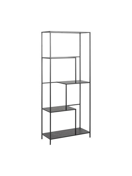Standregal Infinity in Marmor-Optik, Gestell: Metall, pulverbeschichtet, Schwarz, marmoriert, B 72 x H 170 cm
