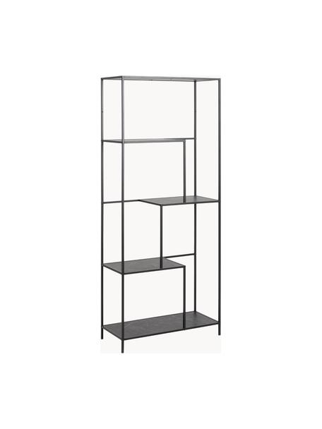 Estantería en look mármol Infinity, Estantería: tablero de fibras de dens, Estructura: metal con pintura en polv, Aspecto mármol negro, An 72 x Al 170 cm