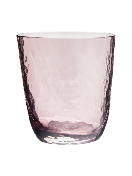 Mondgeblazen waterglazen Hammered, 4 stuks, Mondgeblazen glas, Lila, transparant, Ø 9 x H 10 cm, 250 ml