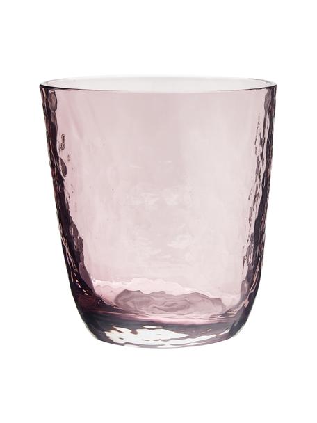 Szklanka ze szkła dmuchanego  Hammered, 4 szt., Szkło dmuchane, Lila, transparentny, Ø 9 x W 10 cm, 250 ml