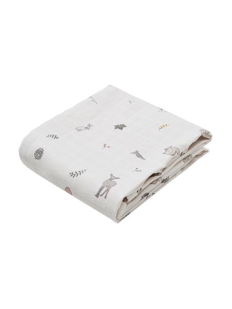 Musselintücher Fawn, 2 Stück, 100% Biobaumwolle, Weiß, Bunt, B 70 x L 70 cm