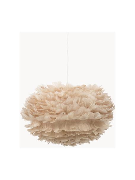Hanglamp Eos van veren, Lampenkap: ganzenveren, RDS gecertif, Lichtbeige, Ø 45 x H 30 cm