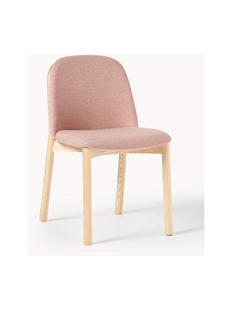 Gestoffeerde stoel Julie van essenhout, Bekleding: 100% polyester Met 20.000, Frame: essenhout, FSC-gecertific, Geweven stof oudroze, helder essenhout, B 47 x H 81 cm