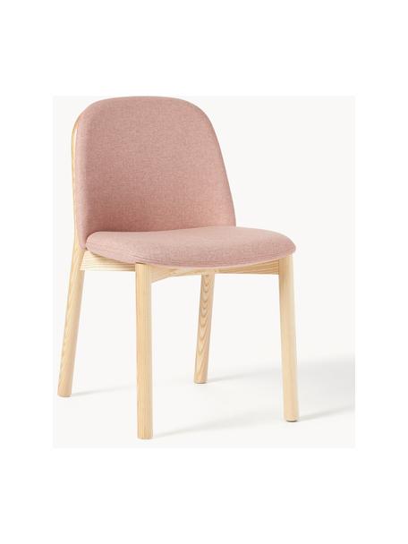 Čalouněná židle z jasanového dřeva Julie, Starorůžová, světle jasanové dřevo, Š 47 cm, V 81 cm